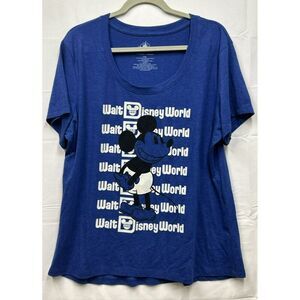 Walt Disney World Mickey Mouse Woman’s T Shirt Disney Parks‎ Size XXL Blue